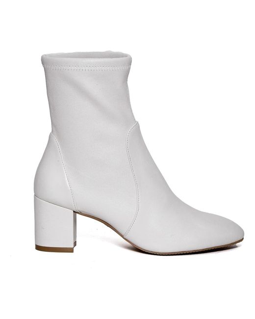Stuart Weitzman White Suede Ankle Boot 60Mm Heel