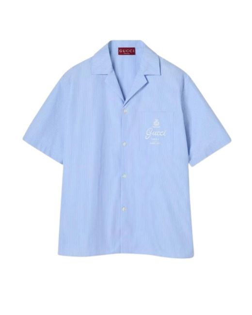 Gucci Blue Short Sleeve Shirts for men