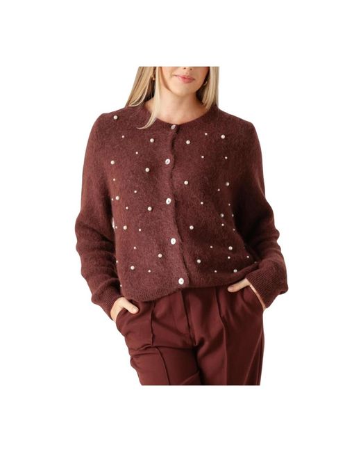 Aaiko Truien & Vesten ,Bruin ,Lorys Pearls Cardigan in het Red