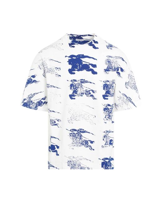 Burberry Blau logo print baumwoll t-shirt,cavalier ekd oversized t-shirt in Blue für Herren