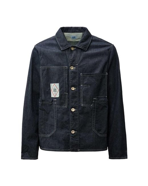 C P Company Blue Denim Jackets for men