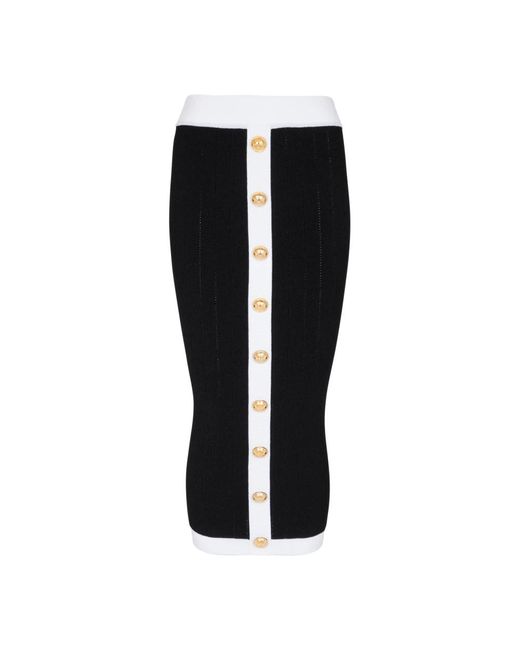 Balmain Midi-Rok Met Knopen in het Black