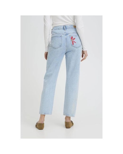 Cropped Jeans Ichi de color Blue
