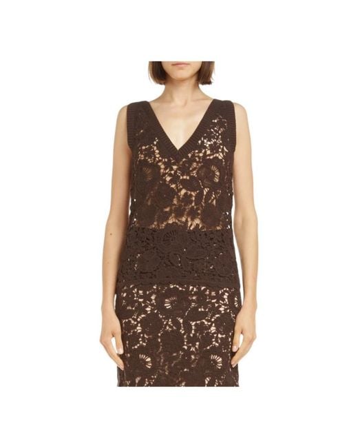 P.A.R.O.S.H. Brown Sleeveless Tops