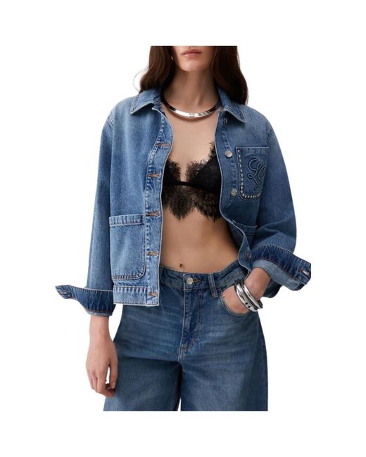 Liu Jo Jassen ,Blauw ,Denim Denim Jacket in het Blue