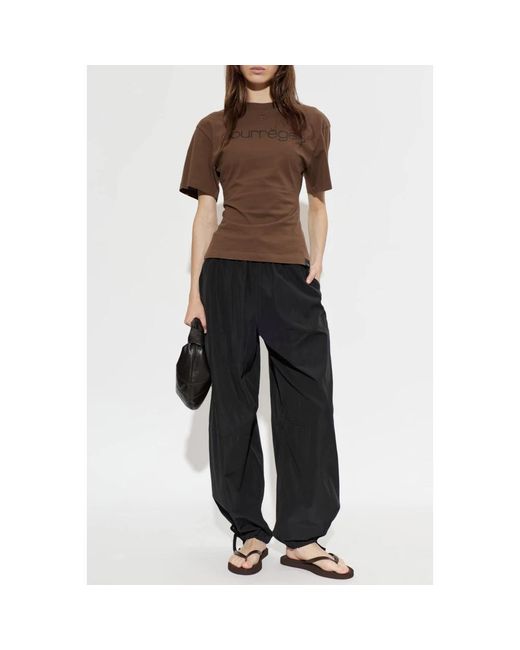 Courreges T-Shirt Met Logoprint in het Brown