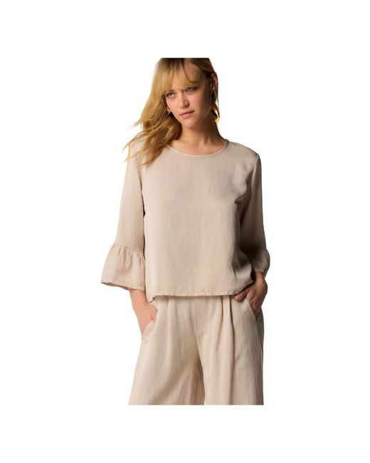 Kocca Natural Langärmlige Bluse Mit Übergroßen Manschetten