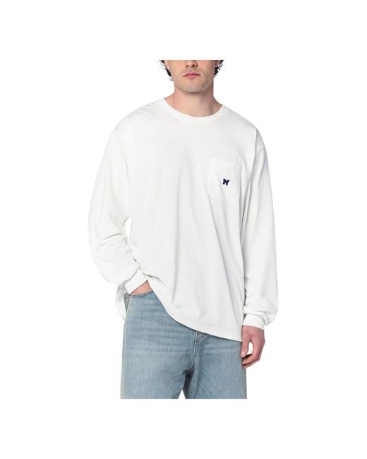 Needles Weißes Langarm-Crew-Neck-T-Shirt in White für Herren