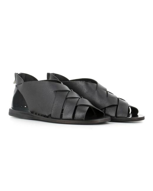 Officine Creative Black Flat Sandals