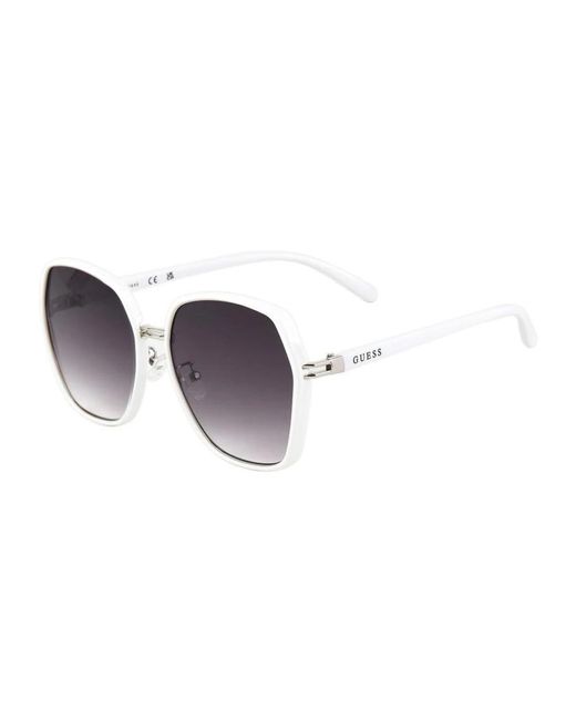 Occhiali da sole in metallo bianco con lenti grigie di Guess in Purple
