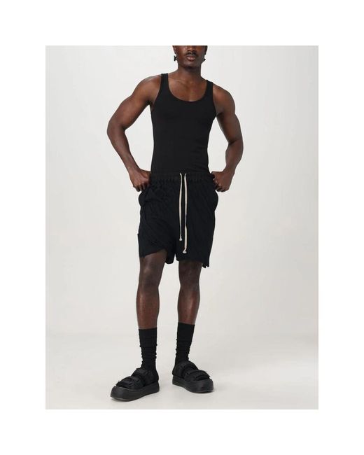 Rick Owens Weiße Leinen-Shorts Mit Kordelzug in Black für Herren