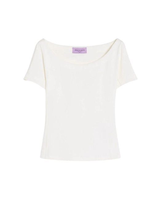Max Mara White Stretch-Baumwolltop Virtus Elfenbein