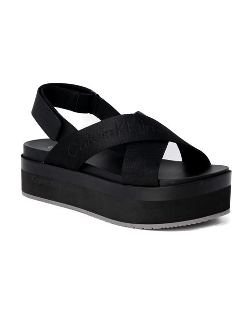 Calvin Klein Black Flat Sandals