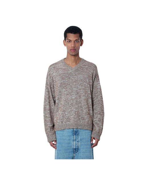 Maison Margiela Gray V-Neck Knitwear for men