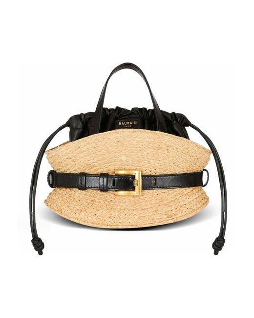 Balmain Black Mini-Tasche Shuffle Aus Bast
