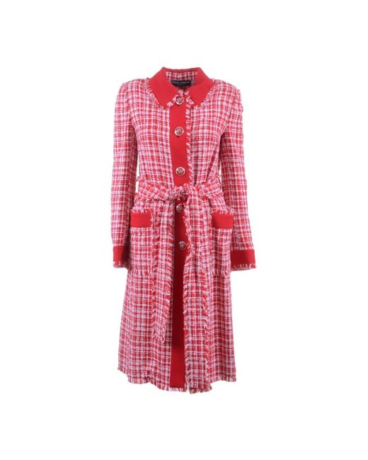 Belted Coats di Dolce & Gabbana in Red