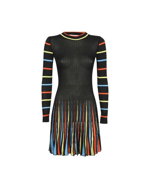 MSGM Kleedjes ,Zwart ,Geribbelde Viscose Jurk in het Black