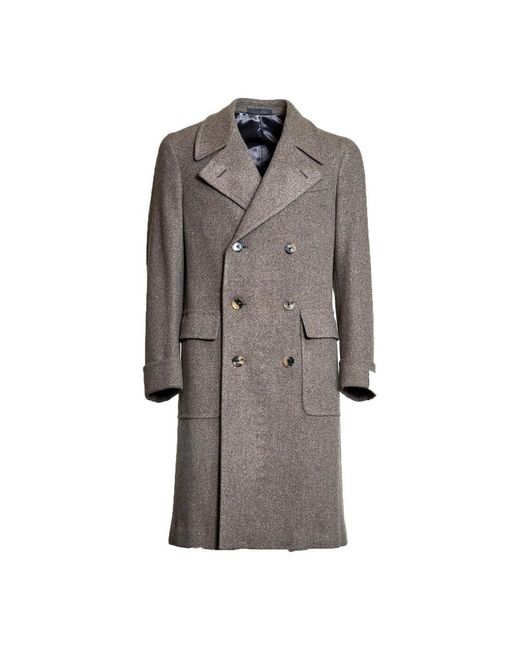 Caruso Gray Double-Breasted Coats for men
