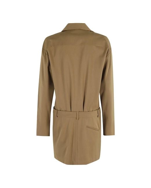 FEDERICA TOSI Natural Khaki Minikleid Mit Langen Ärmeln