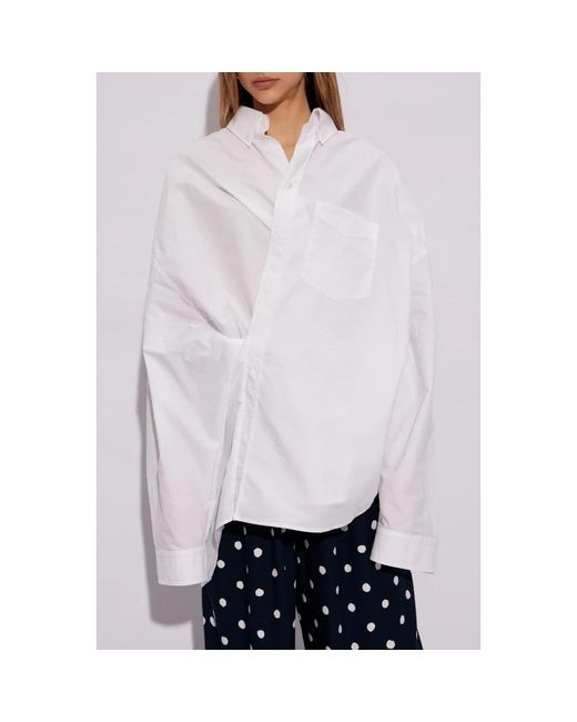 Balenciaga White Asymmetrisches hemd