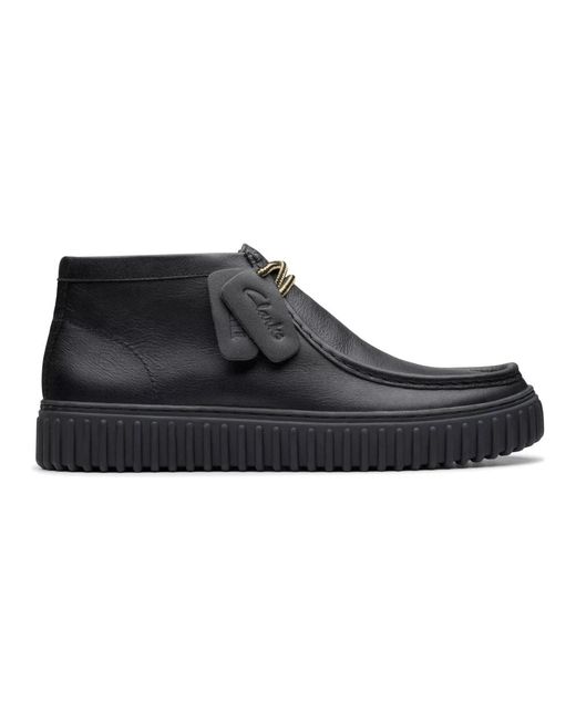 Clarks Schoenen ,Zwart ,Leer Wallabee Enkellaars in het Black voor heren