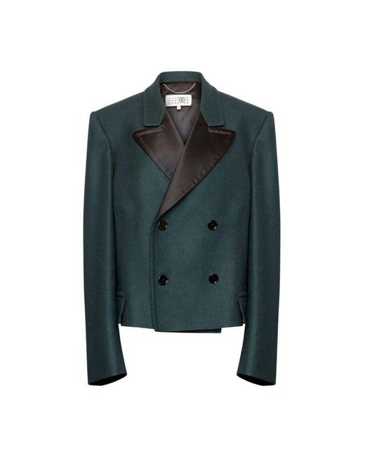 MM6 by Maison Martin Margiela Green Doppelreihiger tel aus wollmischung in grün