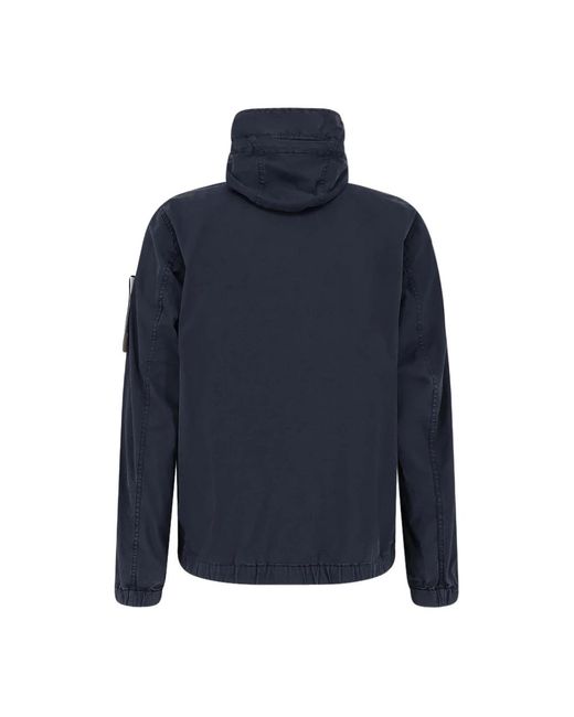 Stone Island Jassen ,Blauw ,Katoen Stretch Jas in het Blue voor heren
