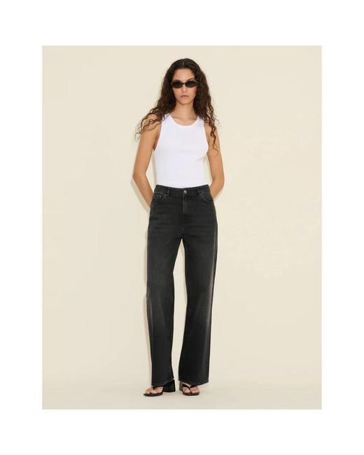 Holzweiler Jeans ,Zwart ,Katoen Wijde Pijp Jeans Met Relaxte Pasvorm in het Black