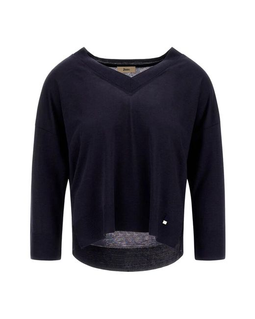 Herno Blue V-Neck Knitwear