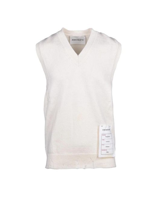 Amaranto V-Pullover in White für Herren