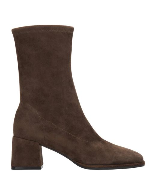 ESTRO Brown Square Heel Ankle Boots