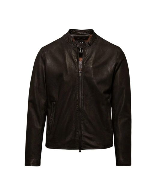 Bomboogie Black Leather Jackets for men