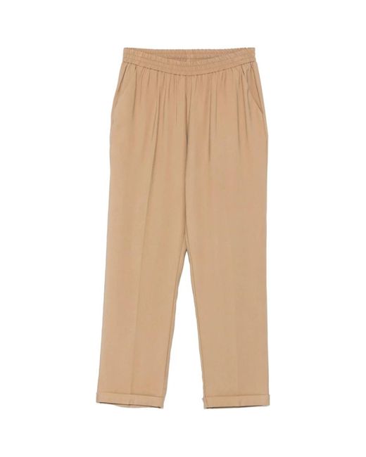 Tapered Trousers Le Tricot Perugia de color Natural