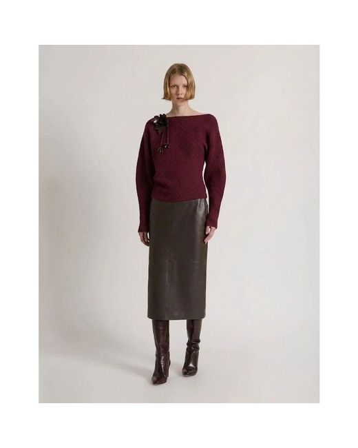 Alberta Ferretti Asymmetrische Ribgebreide Trui in het Red