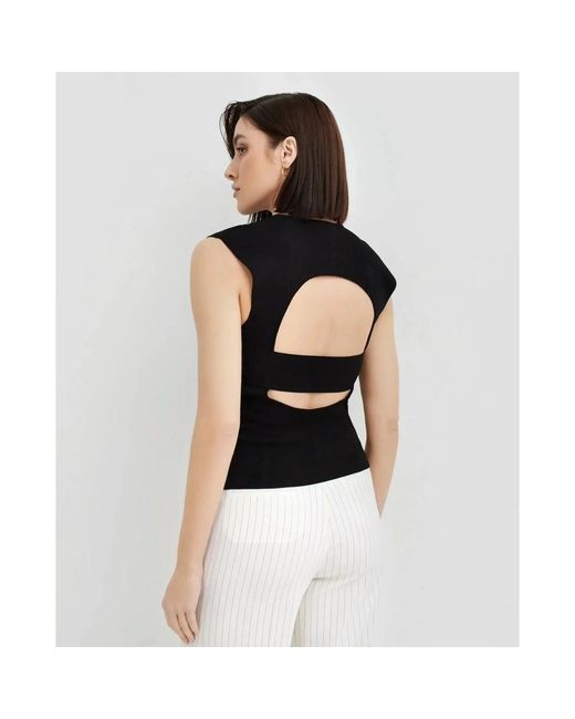 P.A.R.O.S.H. Black Sleeveless Tops