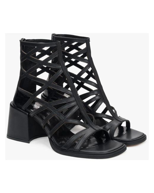 ESTRO Black High Heel Sandals