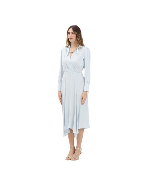 Elisabetta Franchi Blue Blaues Midi-Kleid Mit Asymmetrischem Saum