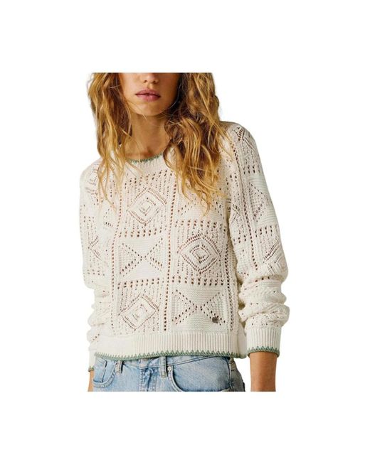 Pepe Jeans White Round-Neck Knitwear