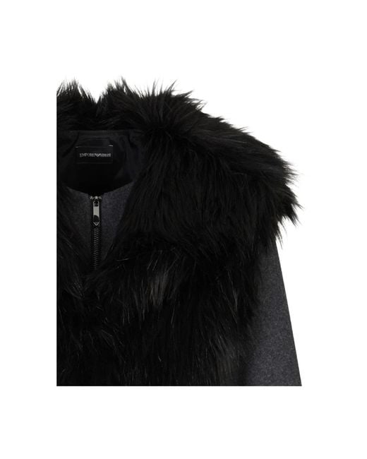 Emporio Armani Grijze Faux-Fur Ritsjas Lange Mouwen in het Black