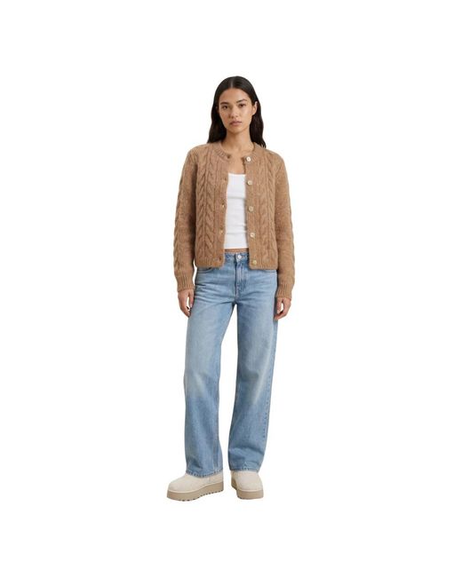 American Dreams Truien & Vesten ,Bruin ,Wol Frankie Kabel Gebreid Vest in het Natural