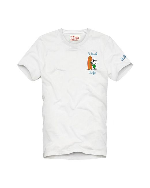 Snoopy surfer t-shirt di Saint Barth in White da Uomo