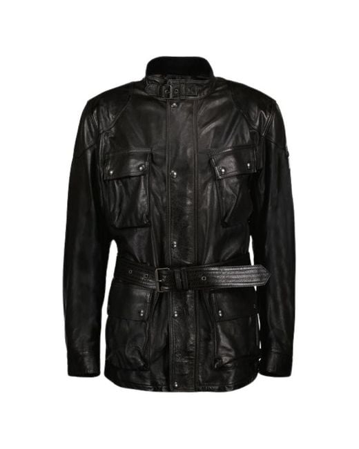 Leather Jackets di Belstaff in Black da Uomo