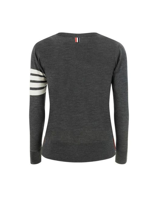 Thom Browne Ikonoischer gestreifter fleece wollpullover in Gray für Herren