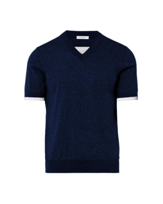 V-Neck Knitwear Paolo Pecora en coloris Blue
