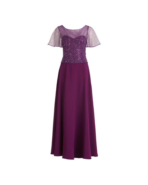 Vera Mont Purple Elegantes besticktes abendkleid
