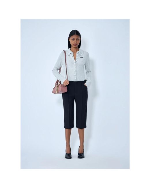 Chloé Truien & Vesten ,Grijs ,Wol Logo Cardigan in het Blue
