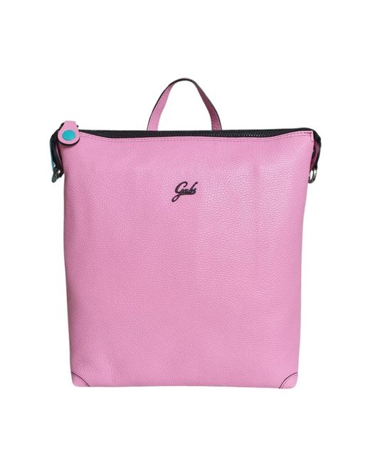 Gabs Roze Leren Rugzak Met Rits in het Pink