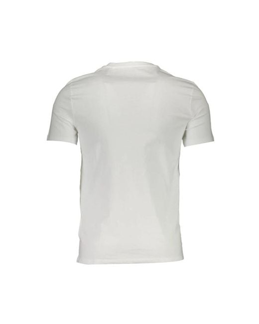 Guess Weißes Baumwoll V-Ausschnitt Herren T-Shirt in Gray für Herren