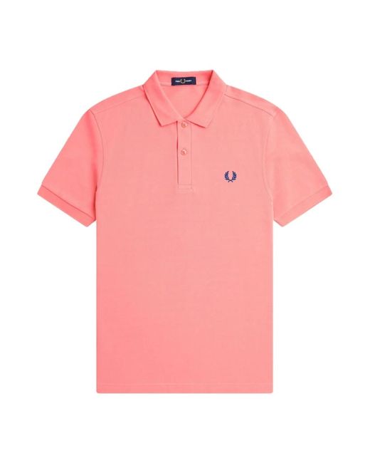 Fred Perry Tops ,Roze ,Katoen Slim Fit Plain Polo Coral Heat in het Pink voor heren