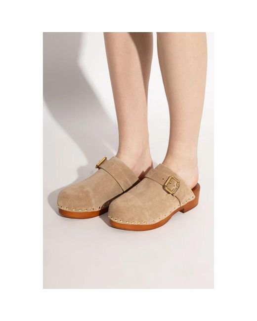 Chloé Schoenen ,Leer Jeannette Clogs in het Brown